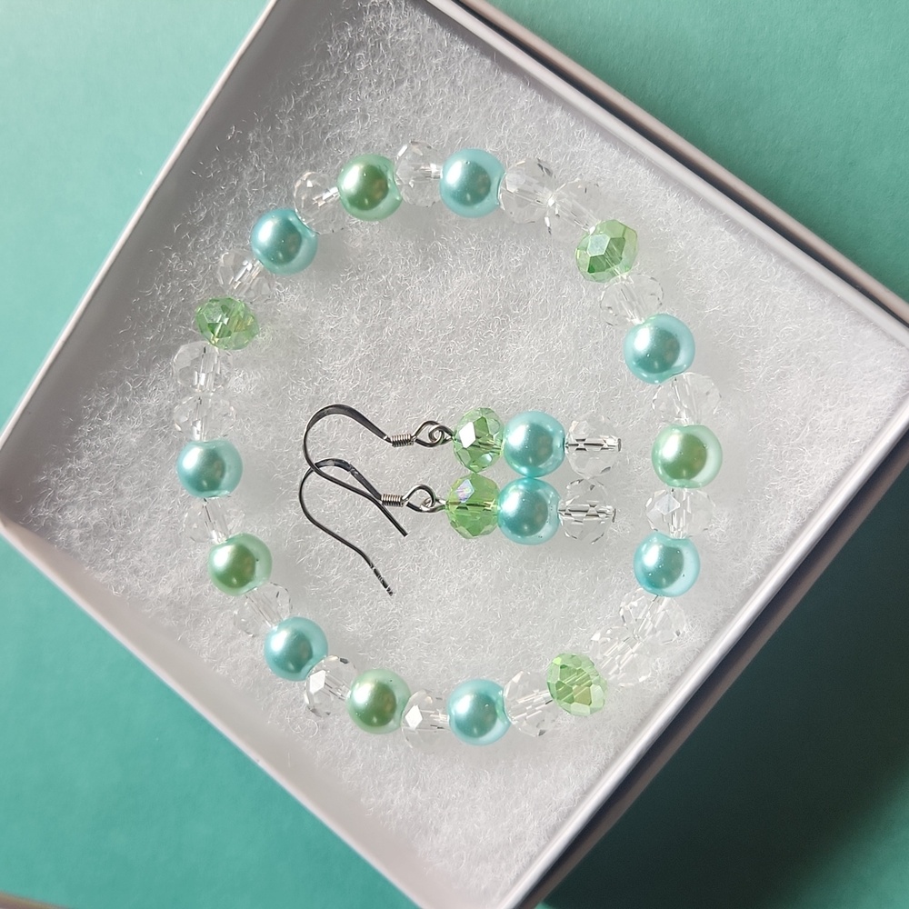 Handmade Bracelet & Earring Set - Stainless Steel
